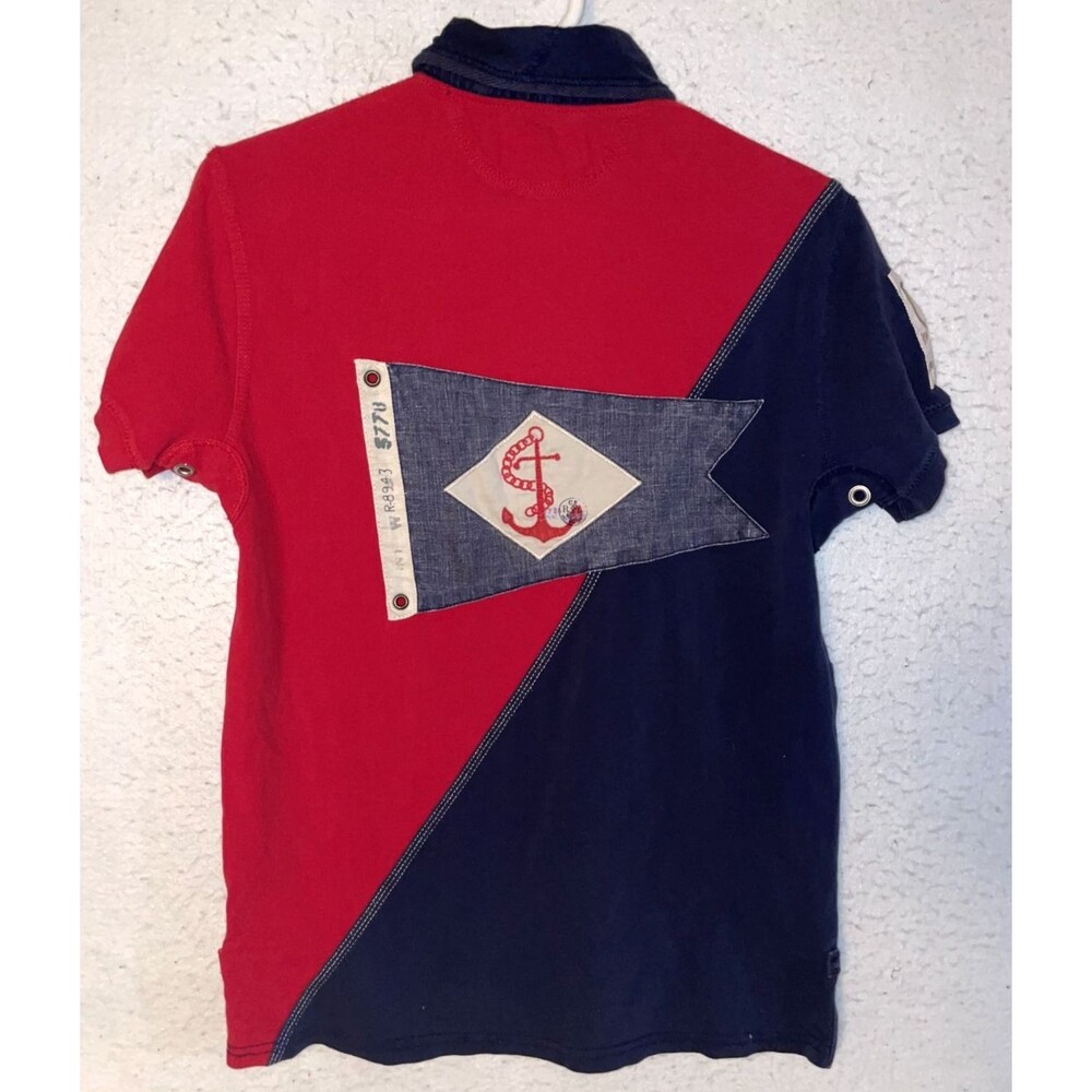 Polo Ralph Lauren Big Pony Yacht Club Patch Shirt Mens S Red Navy Custom Fit